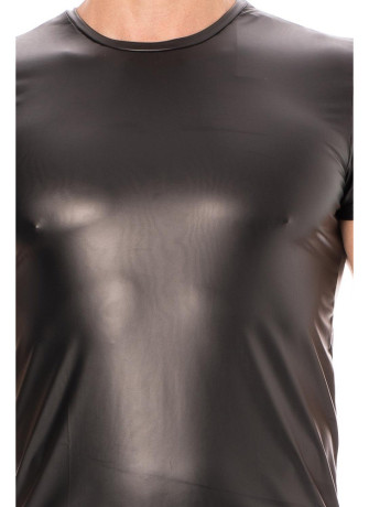 T-shirt simili cuir noir - LM2008-81BLK